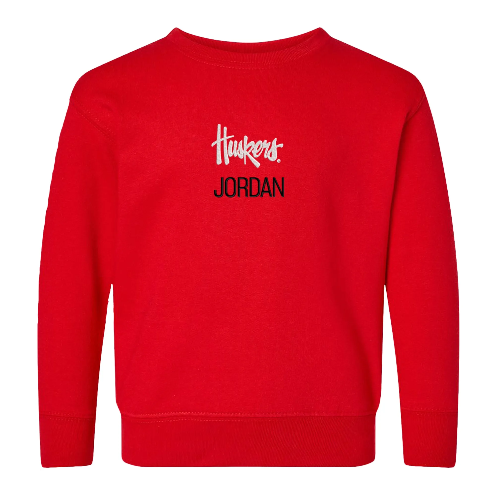 Personalized Nebraska Cornhuskers Script Huskers Toddler Crewneck Sweatshirt