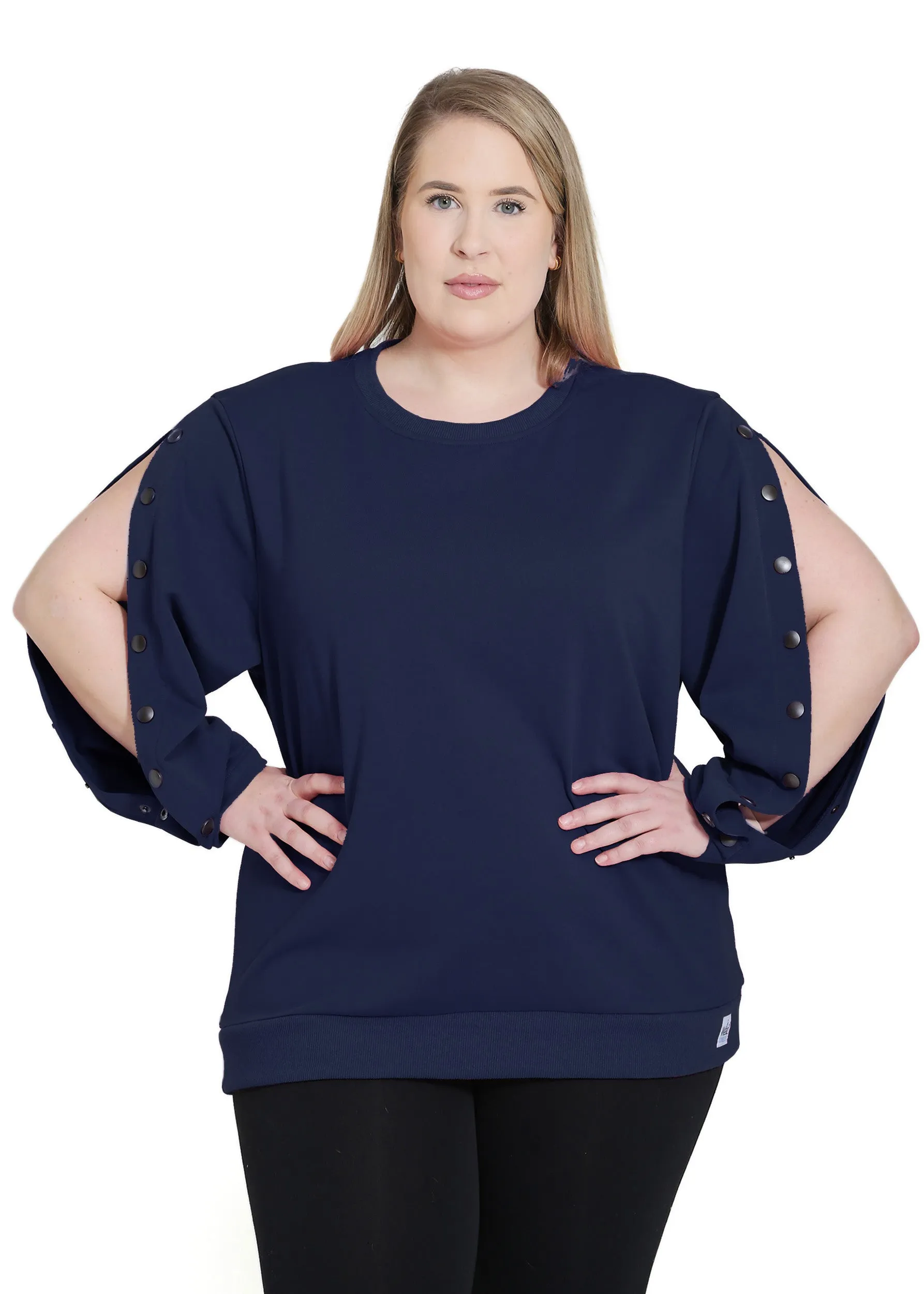 Plus Size Arm Port Access Women's Dialysis Shirt Best Gift for Dialysis Patients Navy