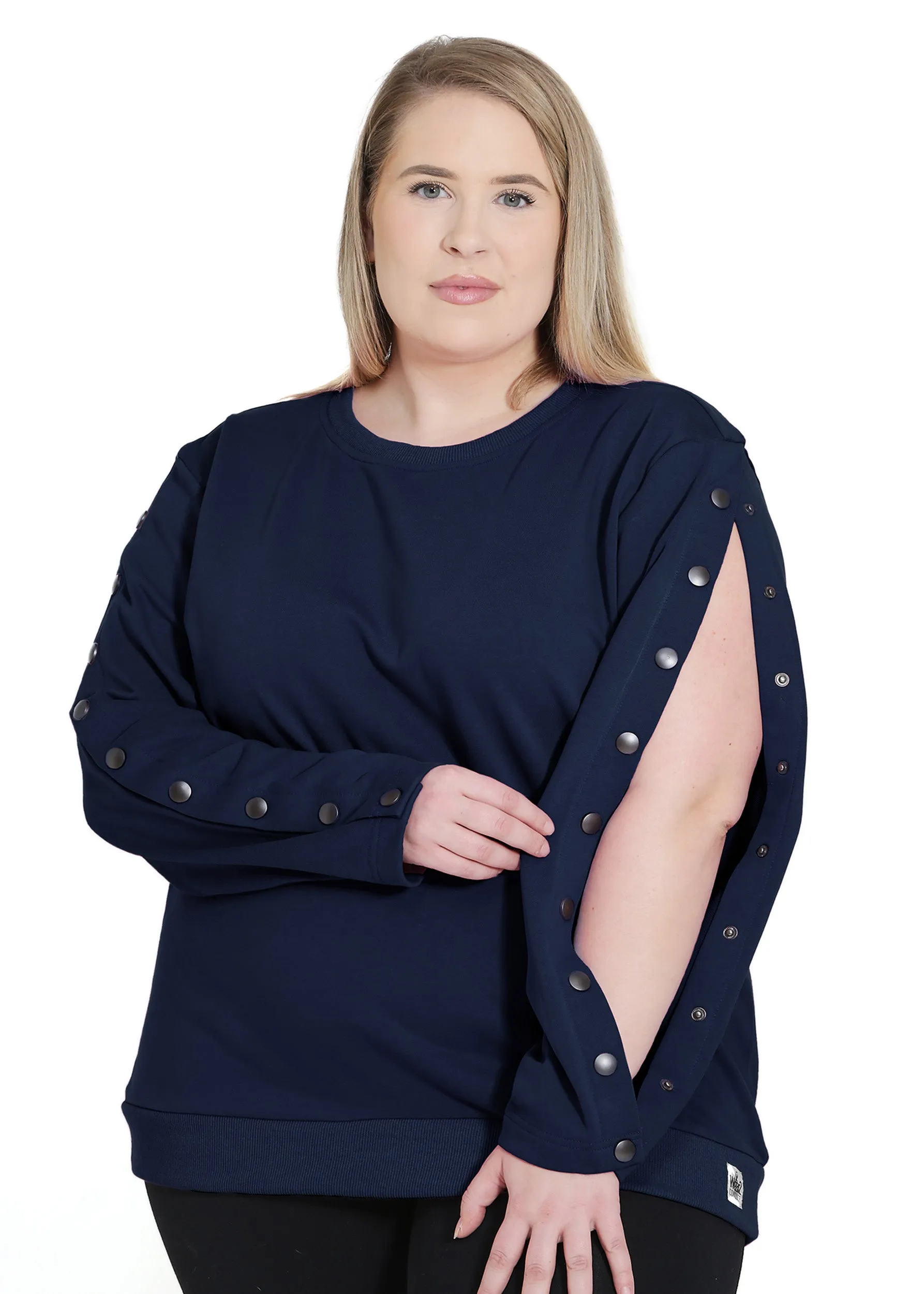 Plus Size Arm Port Access Women's Dialysis Shirt Best Gift for Dialysis Patients Navy