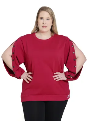 Plus Size Arm Port Access Women's Dialysis Shirt Best Gift for Dialysis Patients Ruby Red