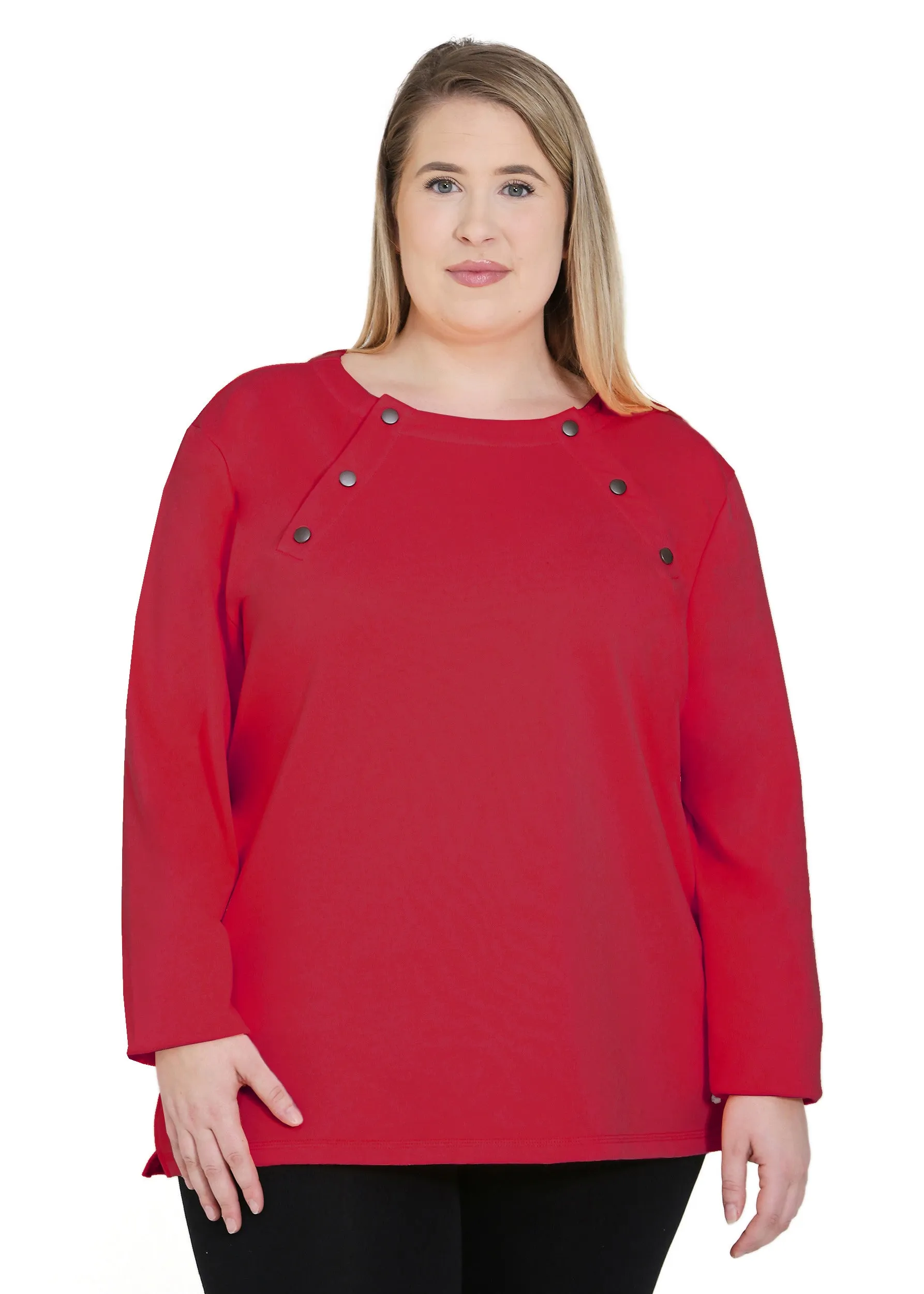 Plus Size Chemo Shirt for Women Chest Port Access Perfect Chemo-Patient Gift Ruby Red