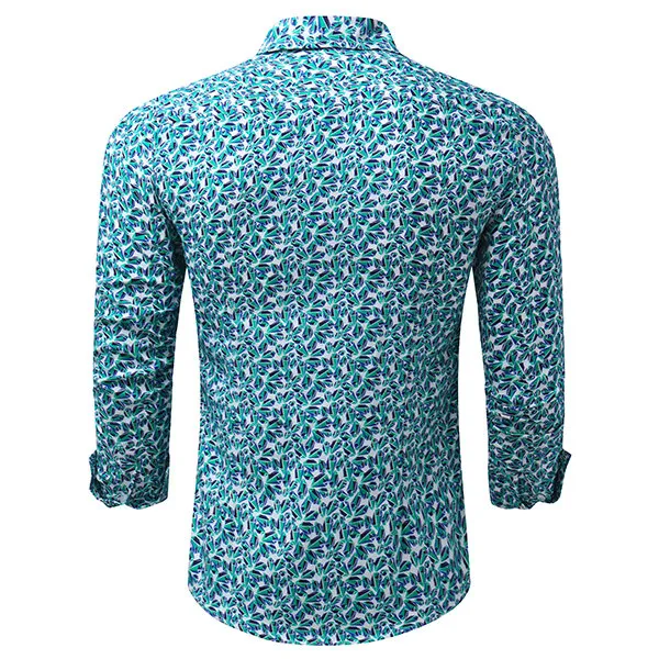 Plus Size Designer Dress Shirt for Men Long Sleeves Slim Fit Turn Down Collar Printing