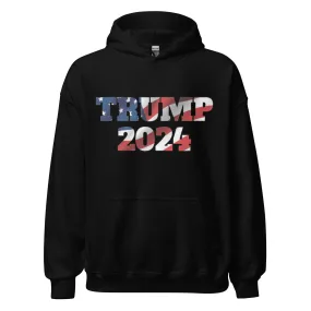 Political Hoodie American Flag Trump 2024 Blended Ultra Soft Cotton Midweight Unisex Pullover