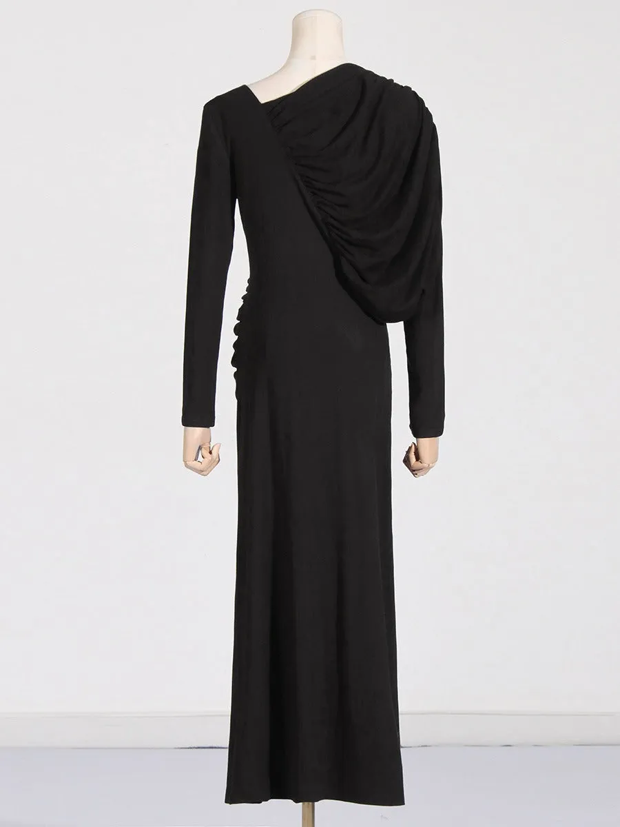 Pre Order:  Asymmetric V-Neck Slim Fit Maxi Dress