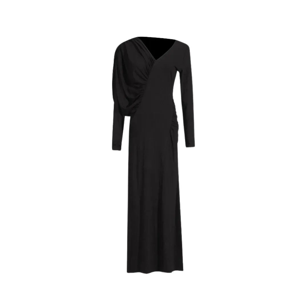 Pre Order:  Asymmetric V-Neck Slim Fit Maxi Dress