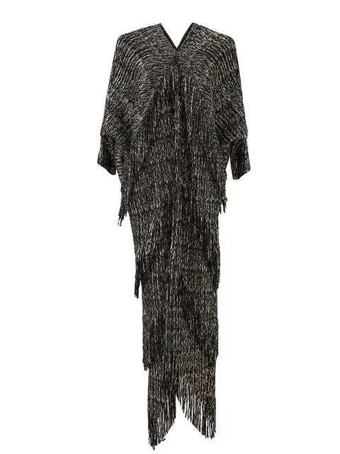 Pre Order:  Batwing Pleated Fringe Maxi Dress