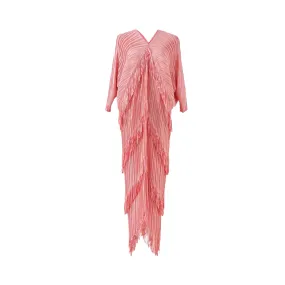 Pre Order:  Batwing Pleated Fringe Maxi Dress