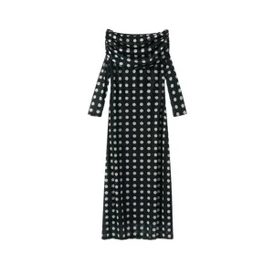 Pre Order:  Polka Dot Off-Shoulder Maxi Dress