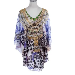 Purple Kyra  embellished Blouse Tunic Top