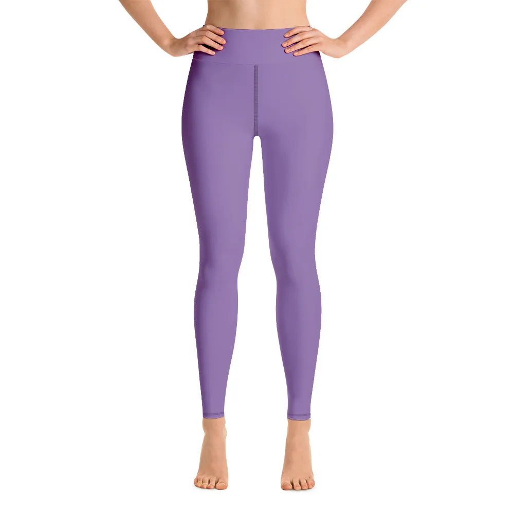 Purple Solid Color Yoga Leggings, Modern Essential Premium Quality Women's Tights-Made in USA/EU