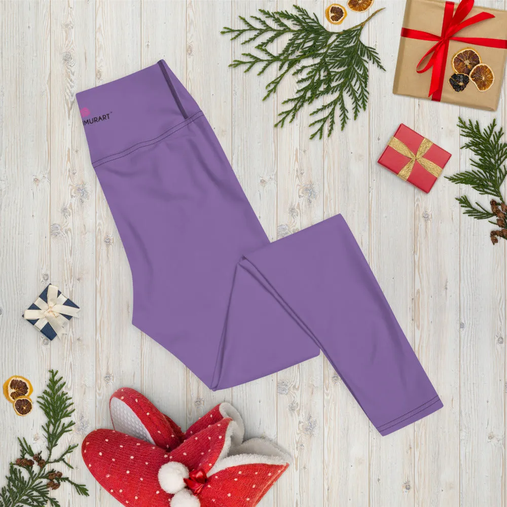 Purple Solid Color Yoga Leggings, Modern Essential Premium Quality Women's Tights-Made in USA/EU