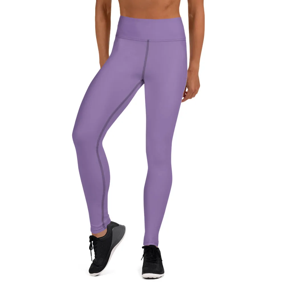 Purple Solid Color Yoga Leggings, Modern Essential Premium Quality Women's Tights-Made in USA/EU