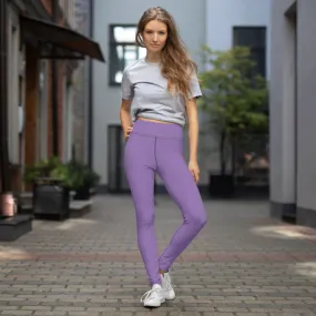 Purple Solid Color Yoga Leggings, Modern Essential Premium Quality Women's Tights-Made in USA/EU