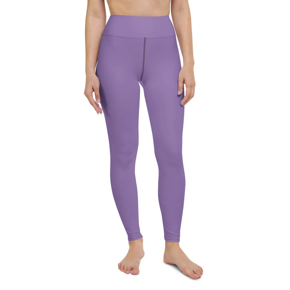 Purple Solid Color Yoga Leggings, Modern Essential Premium Quality Women's Tights-Made in USA/EU