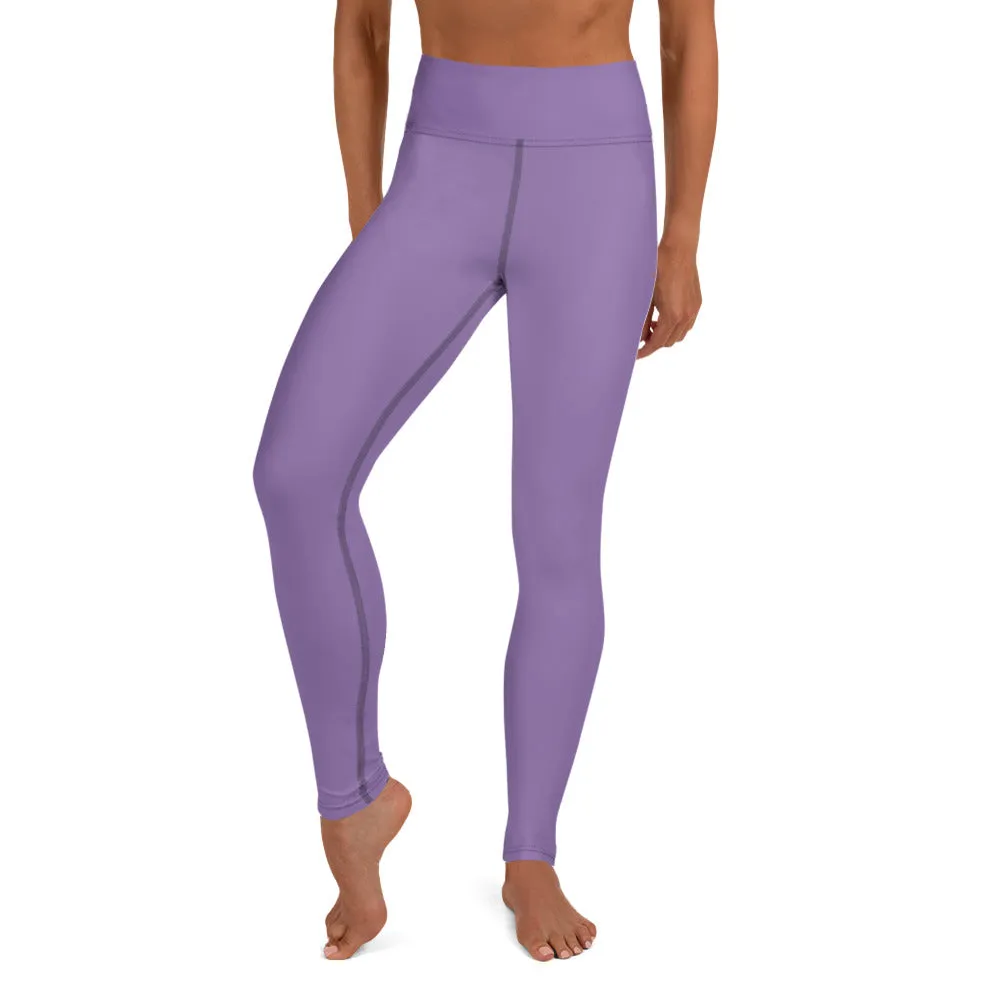 Purple Solid Color Yoga Leggings, Modern Essential Premium Quality Women's Tights-Made in USA/EU