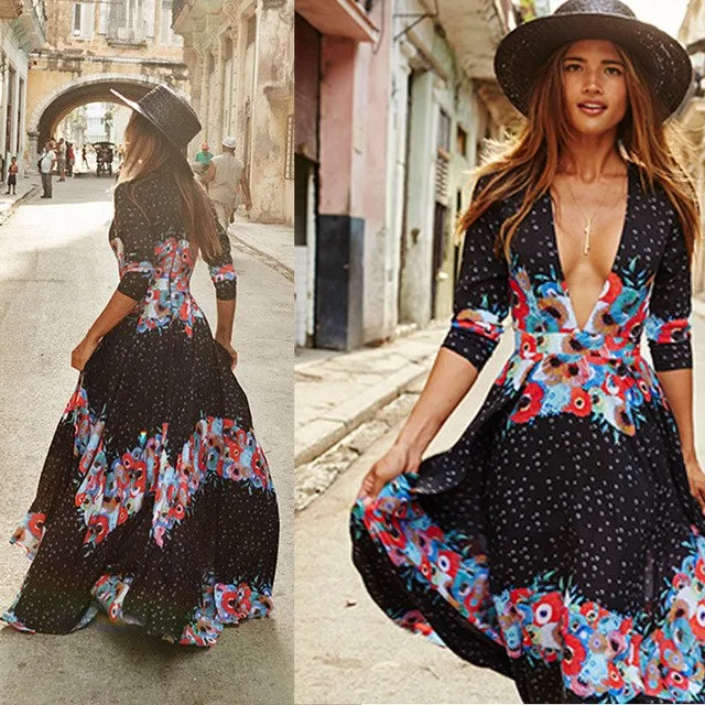 "When In Rome" Chiffon Long Floral Maxi Dress