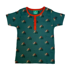 Rainbow elephants henley top: Size 6-7Y