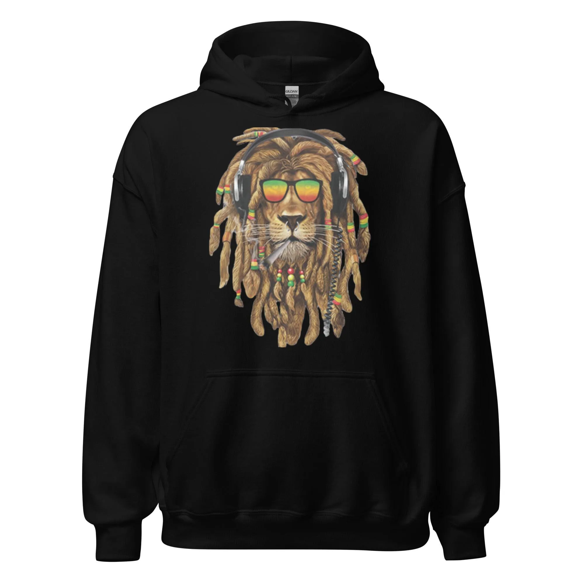 Rasta Lion Hoodie Top Koala Heavyweight Blended Pullover