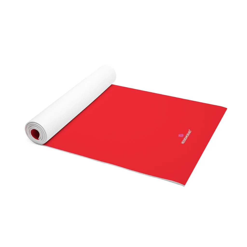 Red Foam Yoga Mat, Bright Red Solid Color Best Lightweight 0.25" thick Mat - Printed in USA (Size: 24″x72")