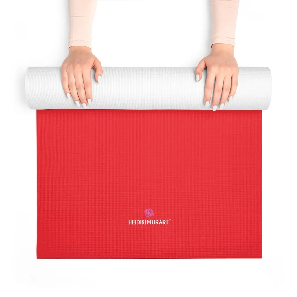 Red Foam Yoga Mat, Bright Red Solid Color Best Lightweight 0.25" thick Mat - Printed in USA (Size: 24″x72")