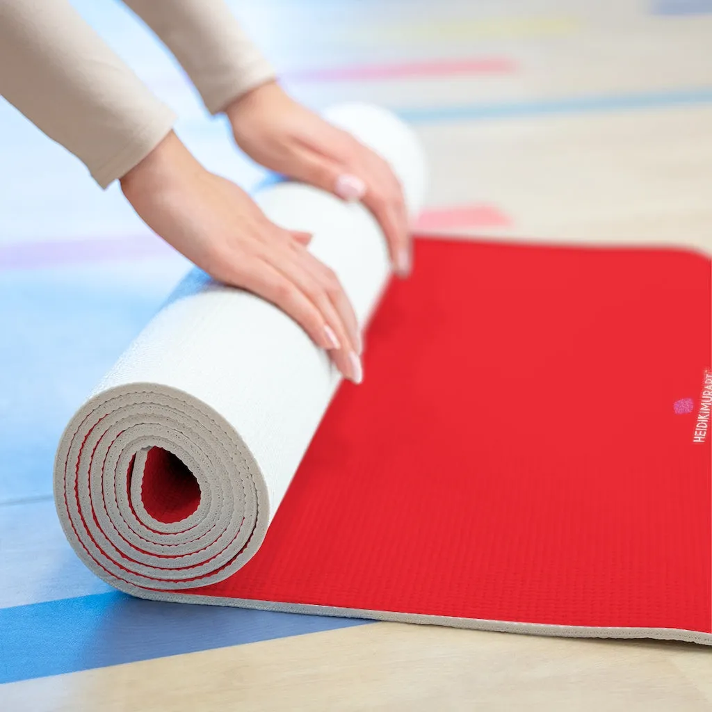 Red Foam Yoga Mat, Bright Red Solid Color Best Lightweight 0.25" thick Mat - Printed in USA (Size: 24″x72")