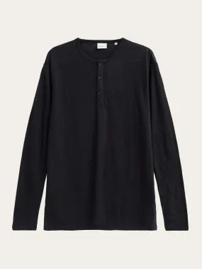 Regular linen henley - GOTS/Vegan - Black Jet