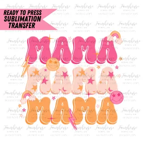 Retro Mama Hot Pink Ready To Press Sublimation Transfer