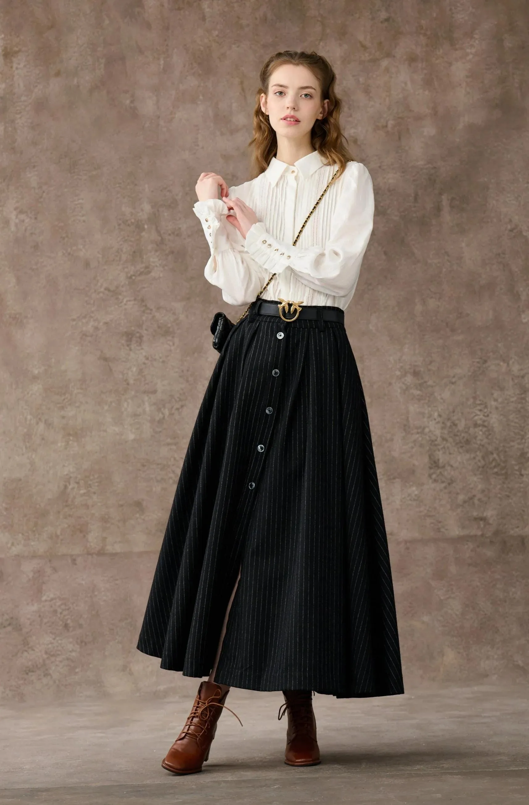 Santal 3 | Striped Wool Skirt