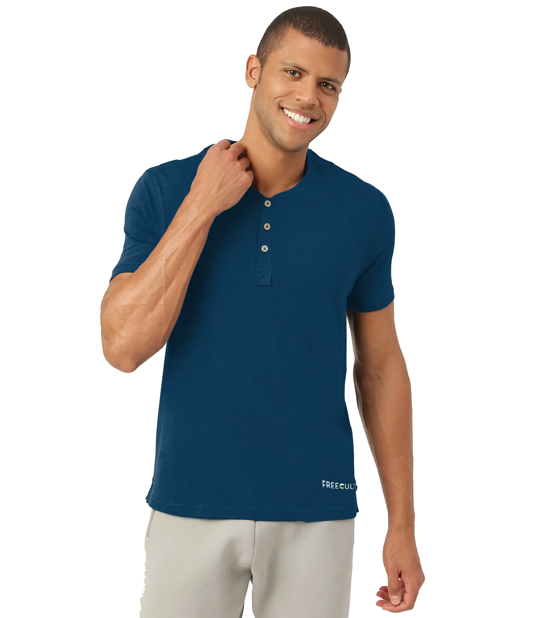 Sapphire Blue Henley 2.0 - Half Sleeves (Pack Of 1)