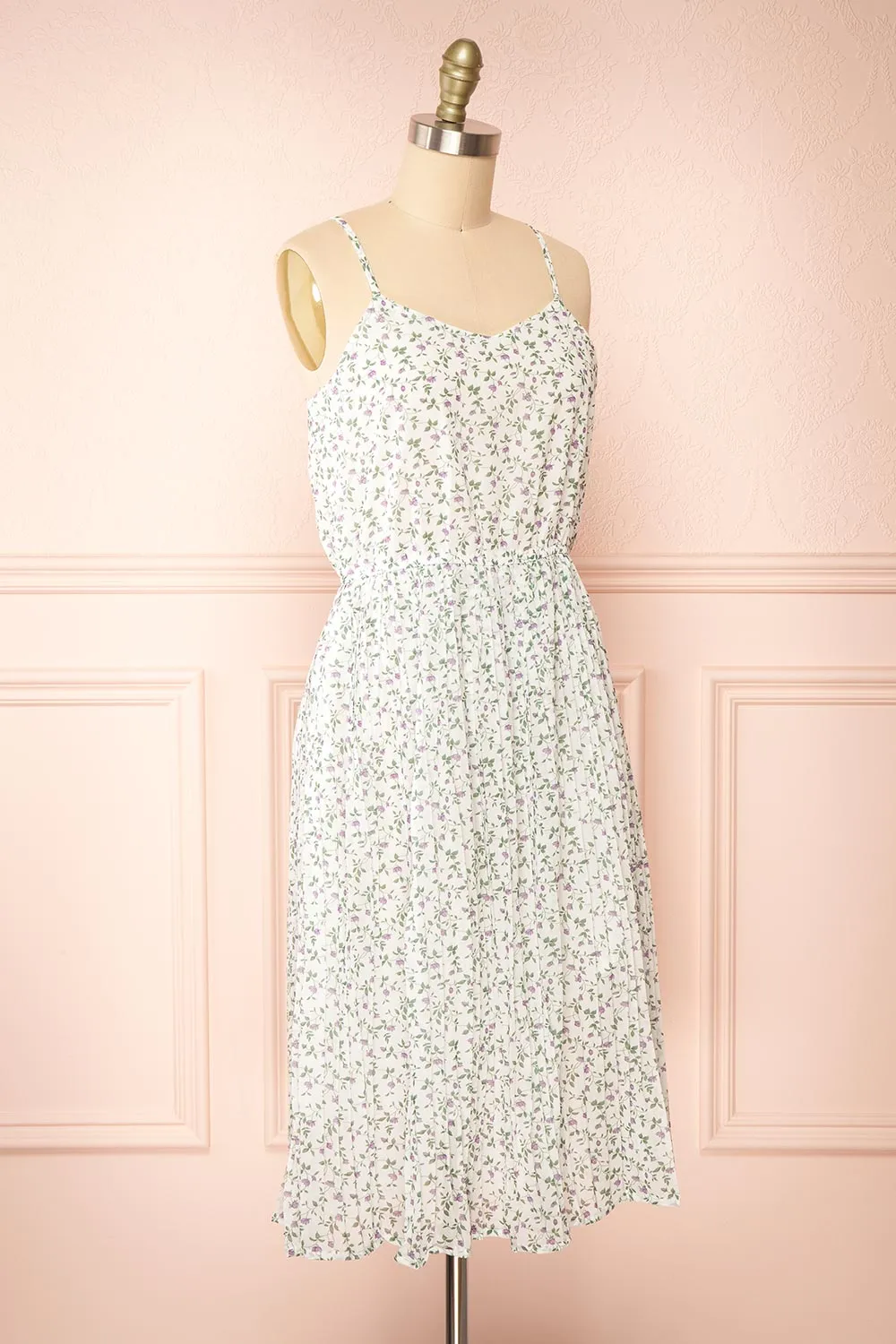 Sawol | Floral Midi Dress w/ Pleated Skirt