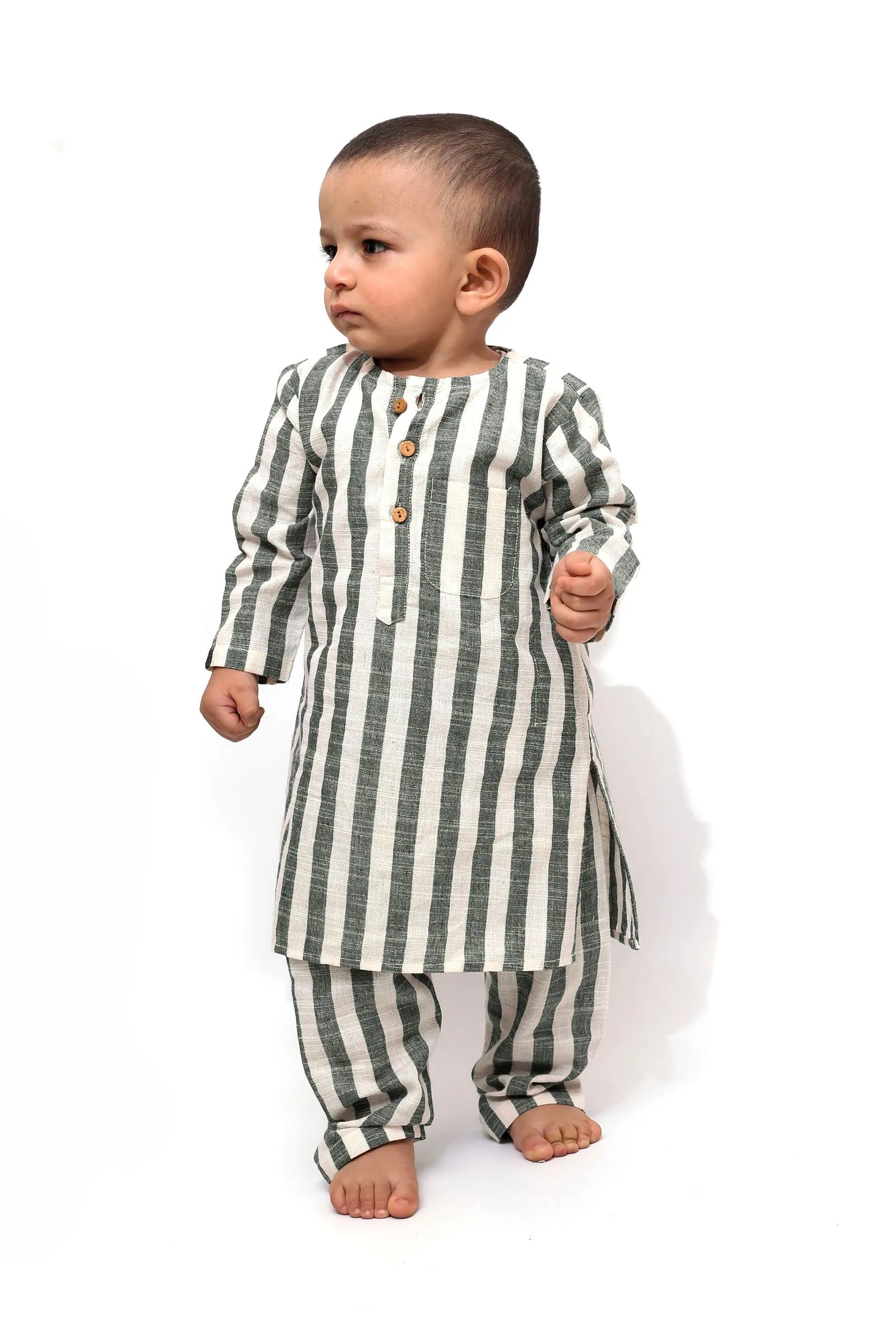 Set of 2 - Moon Blue Stripes Tunic Kurta Pajama