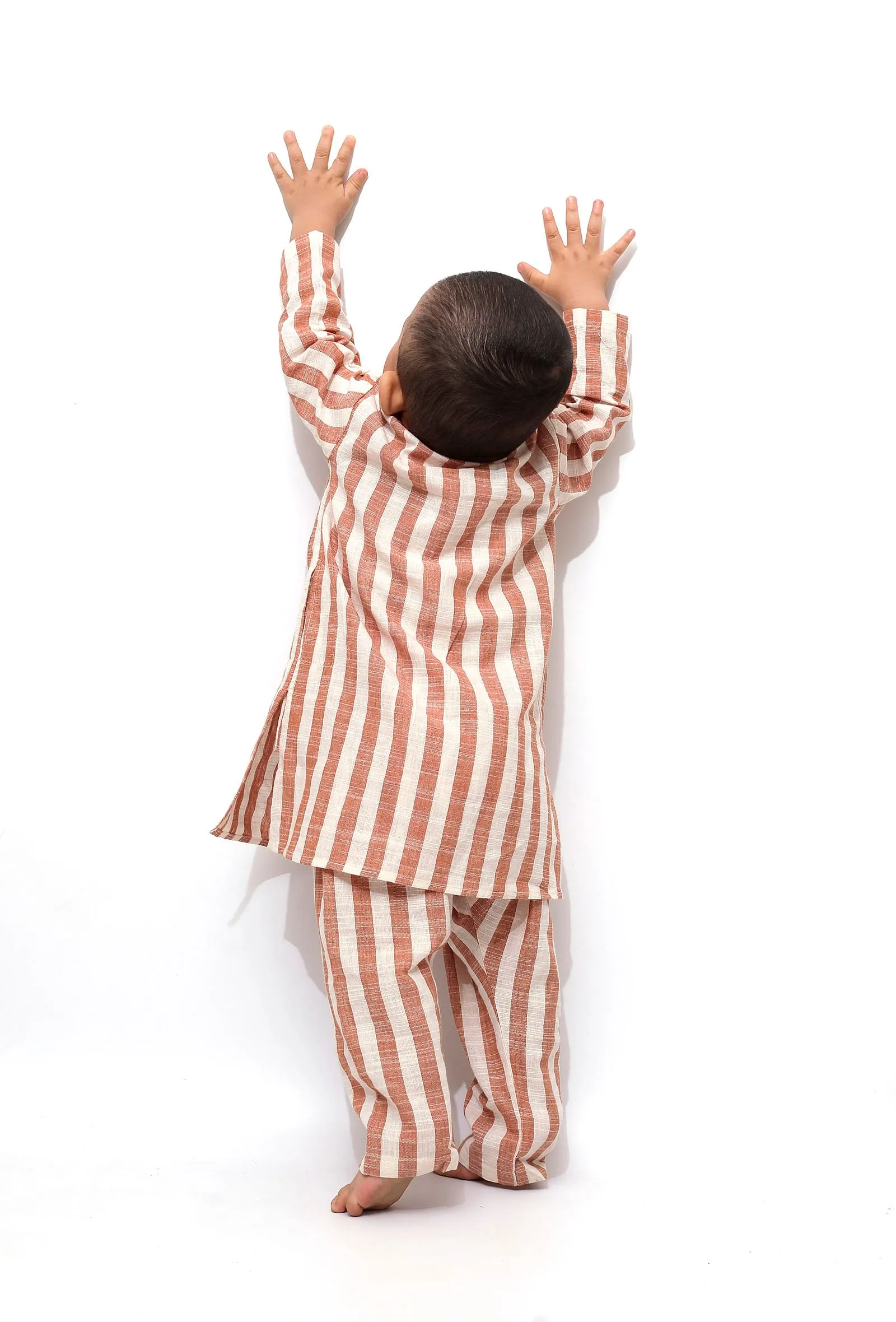 Set of 2 - Piglet Tangy Orange Stripes Tunic Kurta Pajama