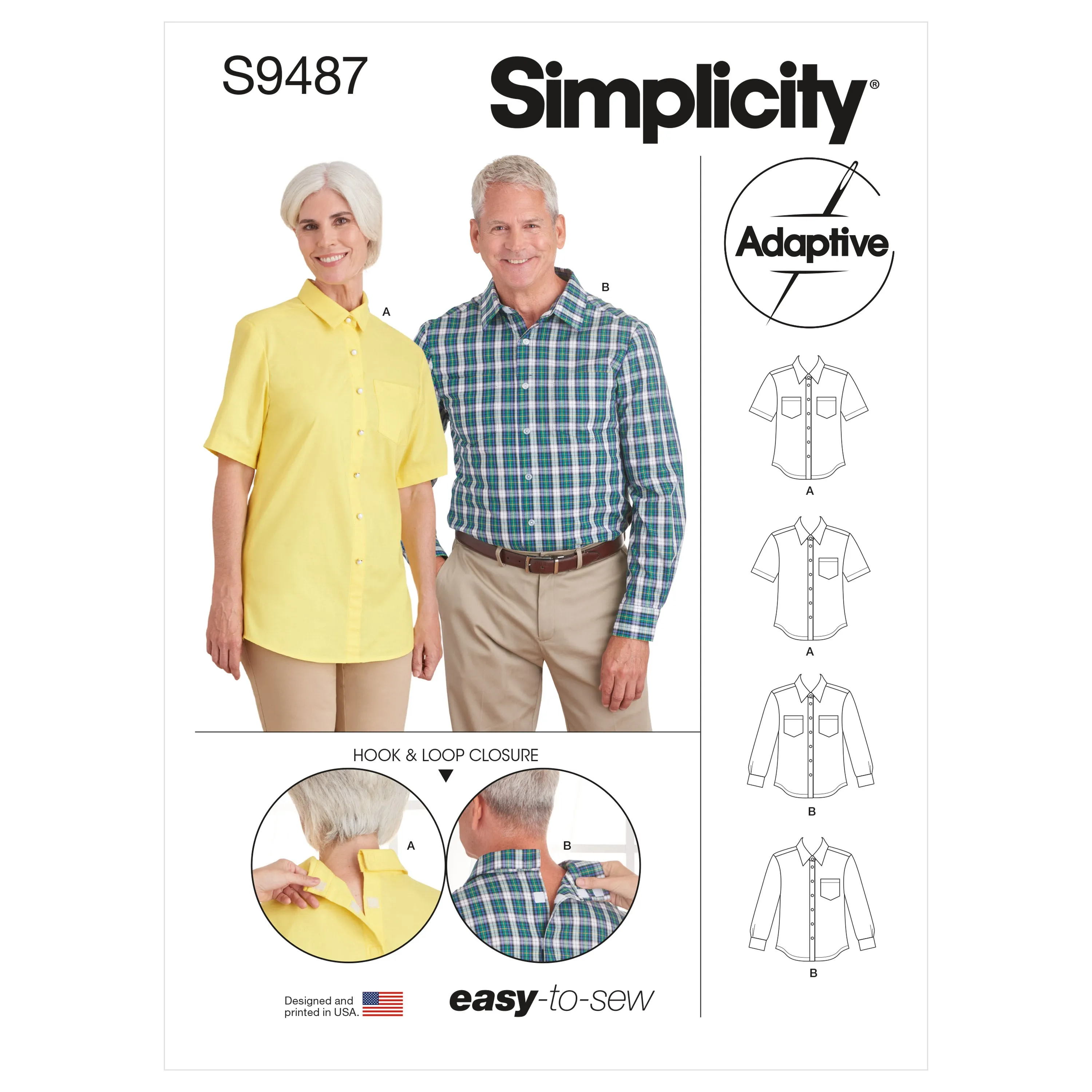 Simplicity Sewing Pattern S9487 UNISEX ADAPTIVE SHIRT