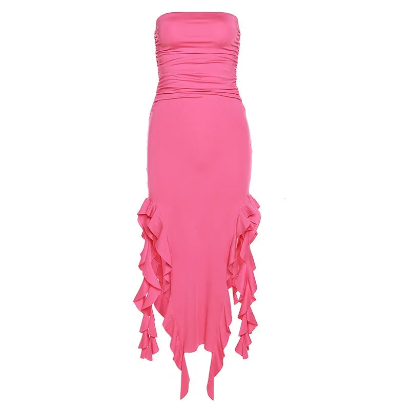 Sleeveless Nightclub Fashion Dress with Side Slits