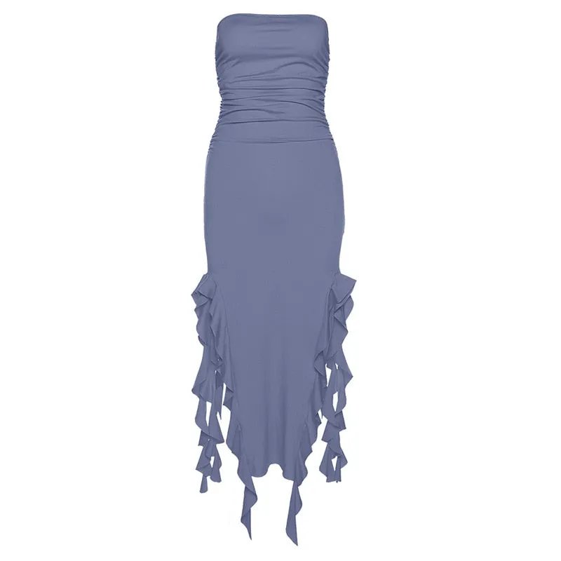 Sleeveless Nightclub Fashion Dress with Side Slits