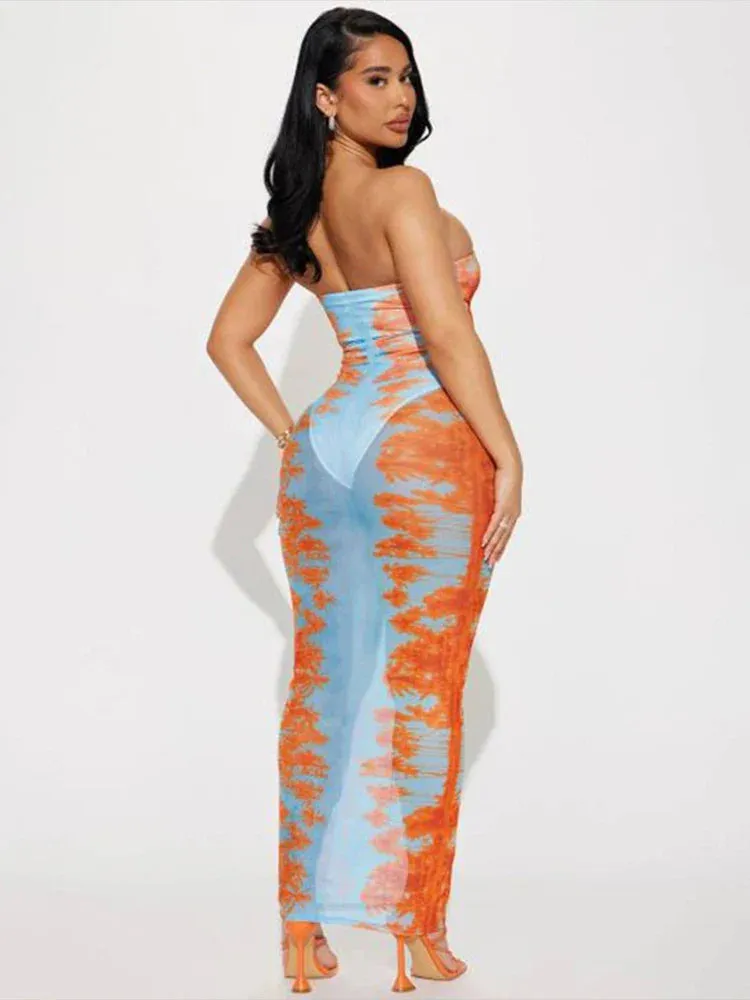 Slim Bodycon Long Strapless Spring Summer Backless Sexy Maxi Dress