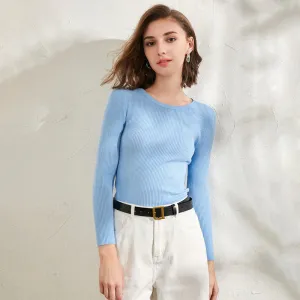 Slim Fit O-Neck Knitted Long Sleeve Pullover Sweaters