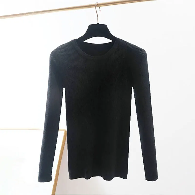 Slim Fit O-Neck Knitted Long Sleeve Pullover Sweaters