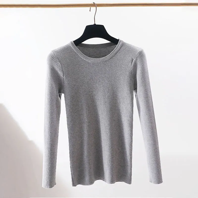 Slim Fit O-Neck Knitted Long Sleeve Pullover Sweaters