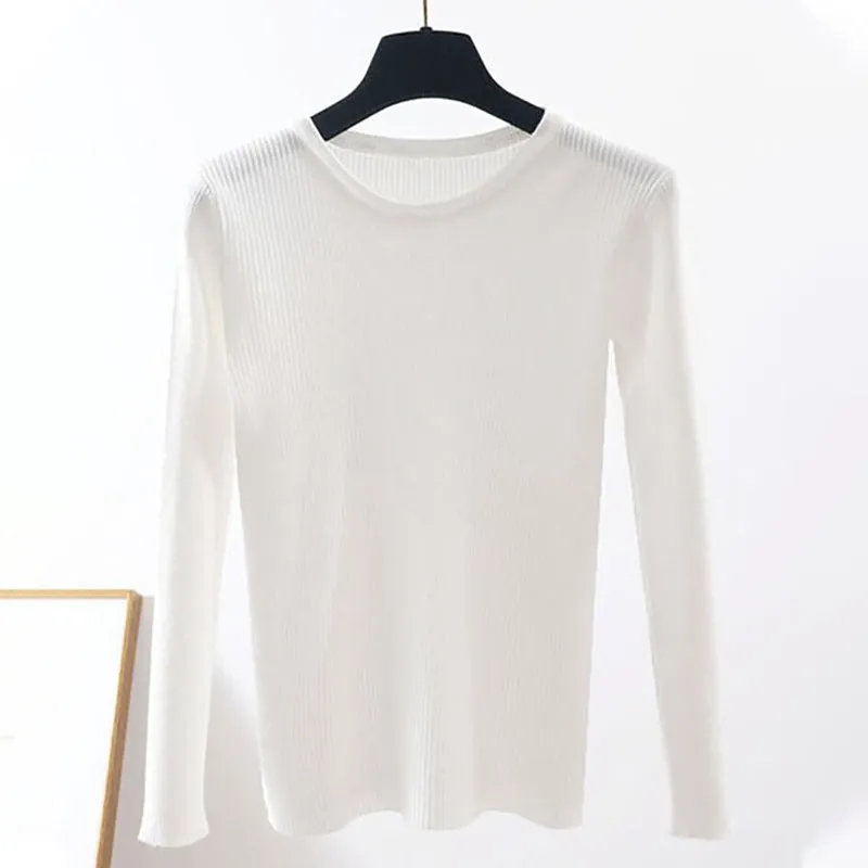 Slim Fit O-Neck Knitted Long Sleeve Pullover Sweaters