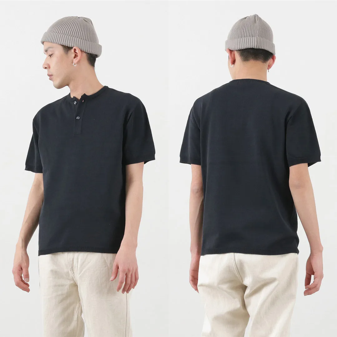 SOGLIA / Cotton Fitted Seamless Henry Neck Knit Tee