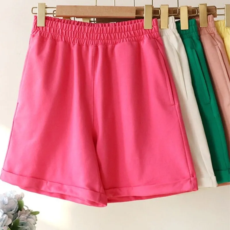 Solid-Colored 2-Piece Basic Shirt and Hot Pants Clothing Sets