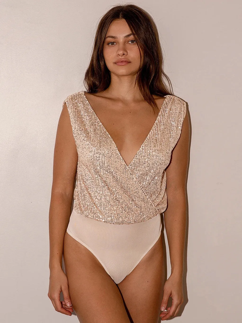 Sparkly Sequin V-Neck Bodysuit