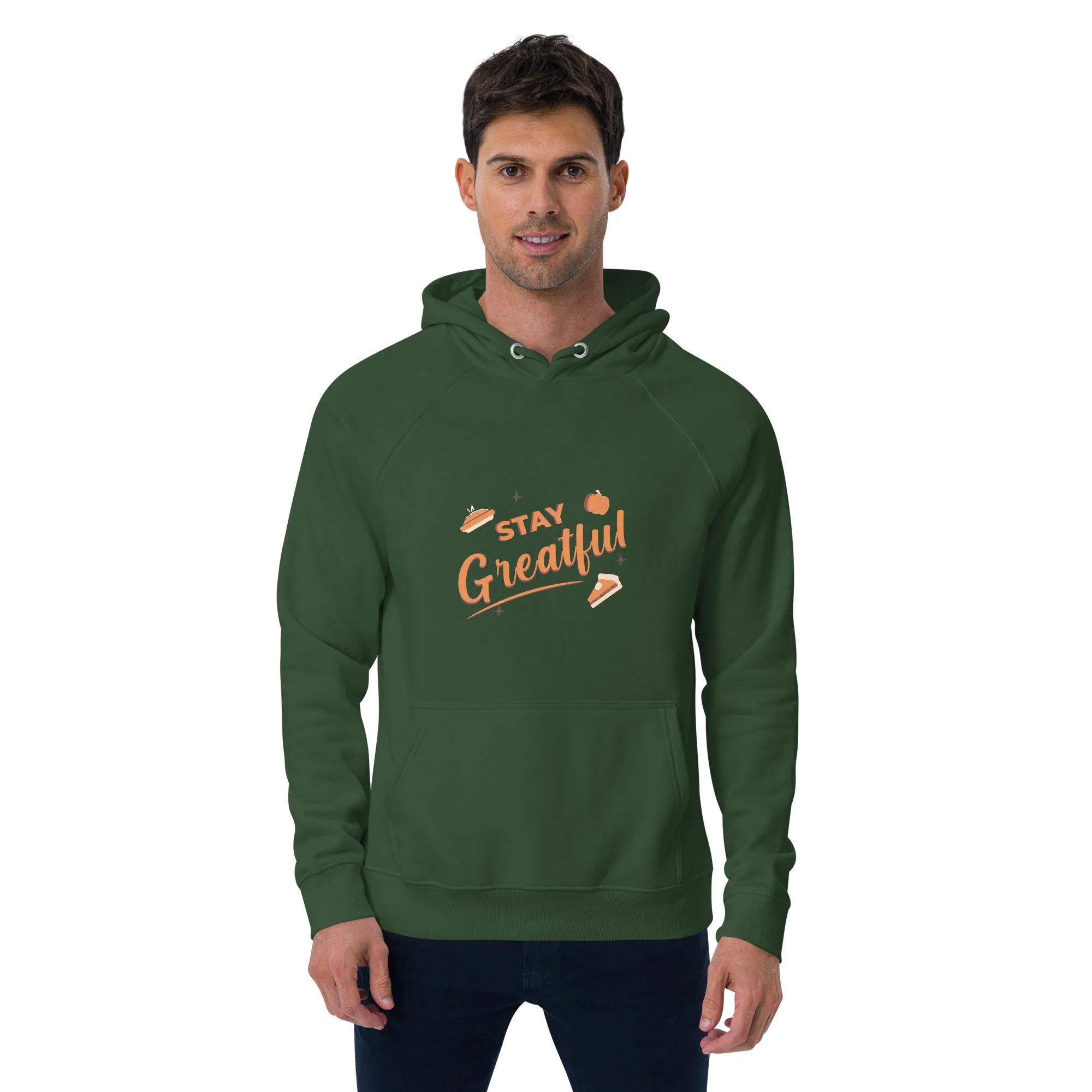 Stay Grateful Graphic Men Eco Raglan Hoodie