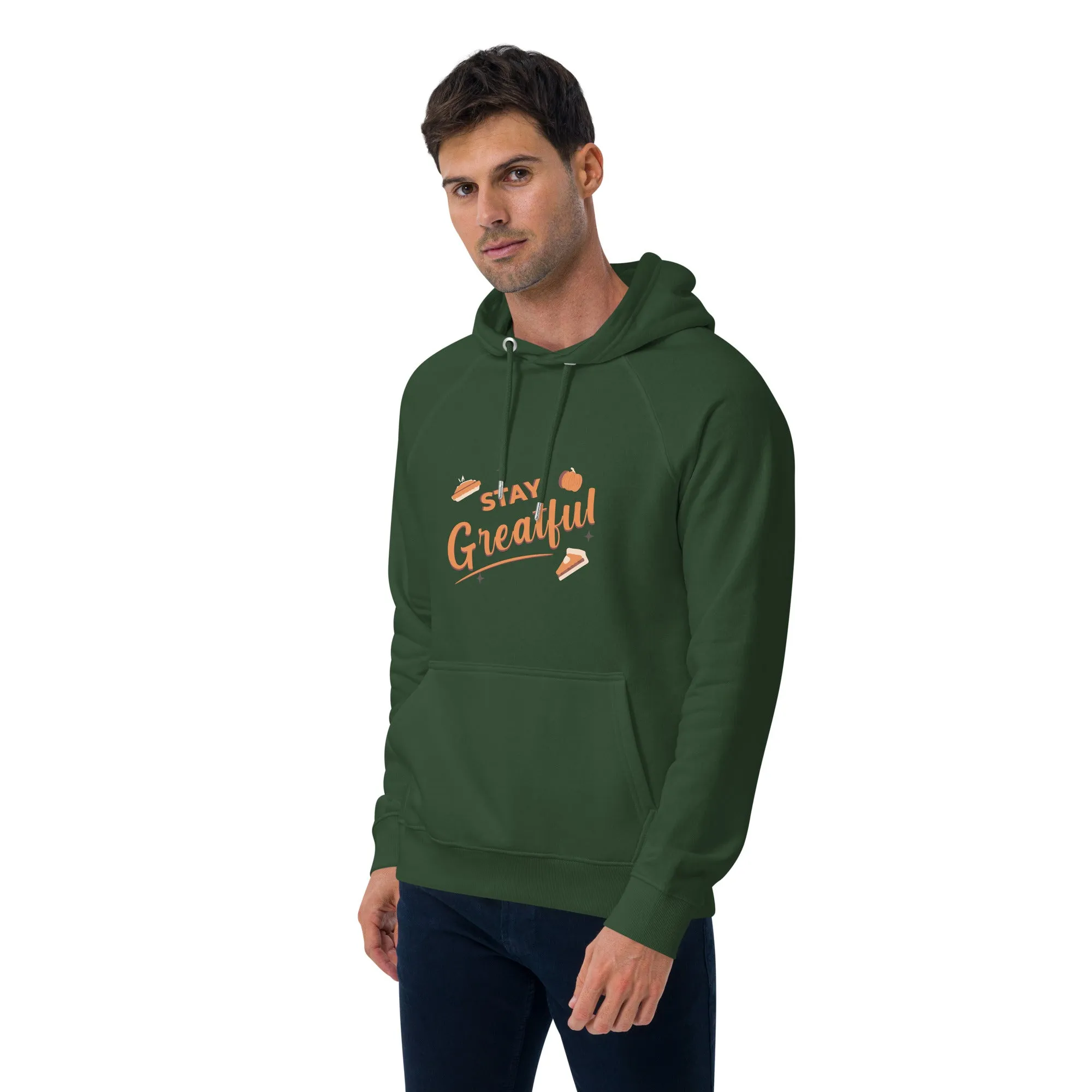 Stay Grateful Graphic Men Eco Raglan Hoodie