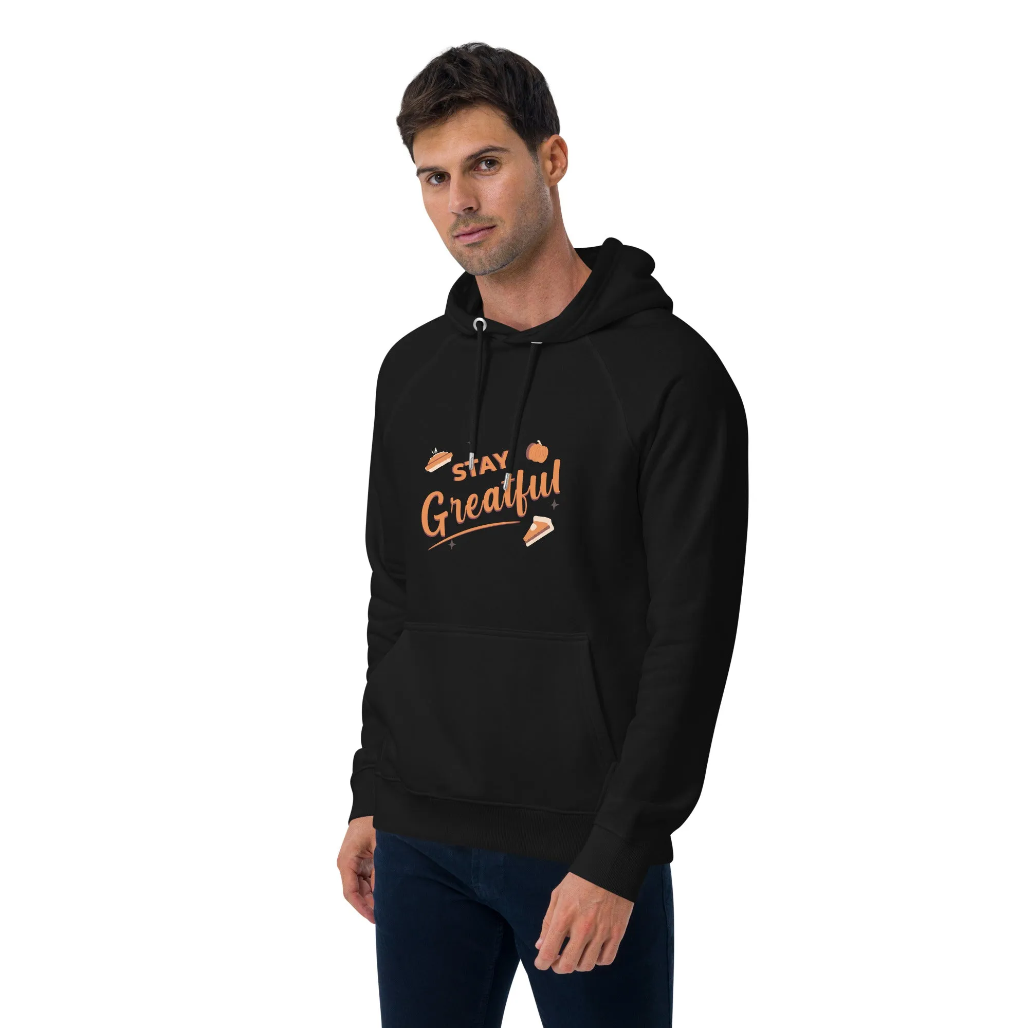 Stay Grateful Graphic Men Eco Raglan Hoodie