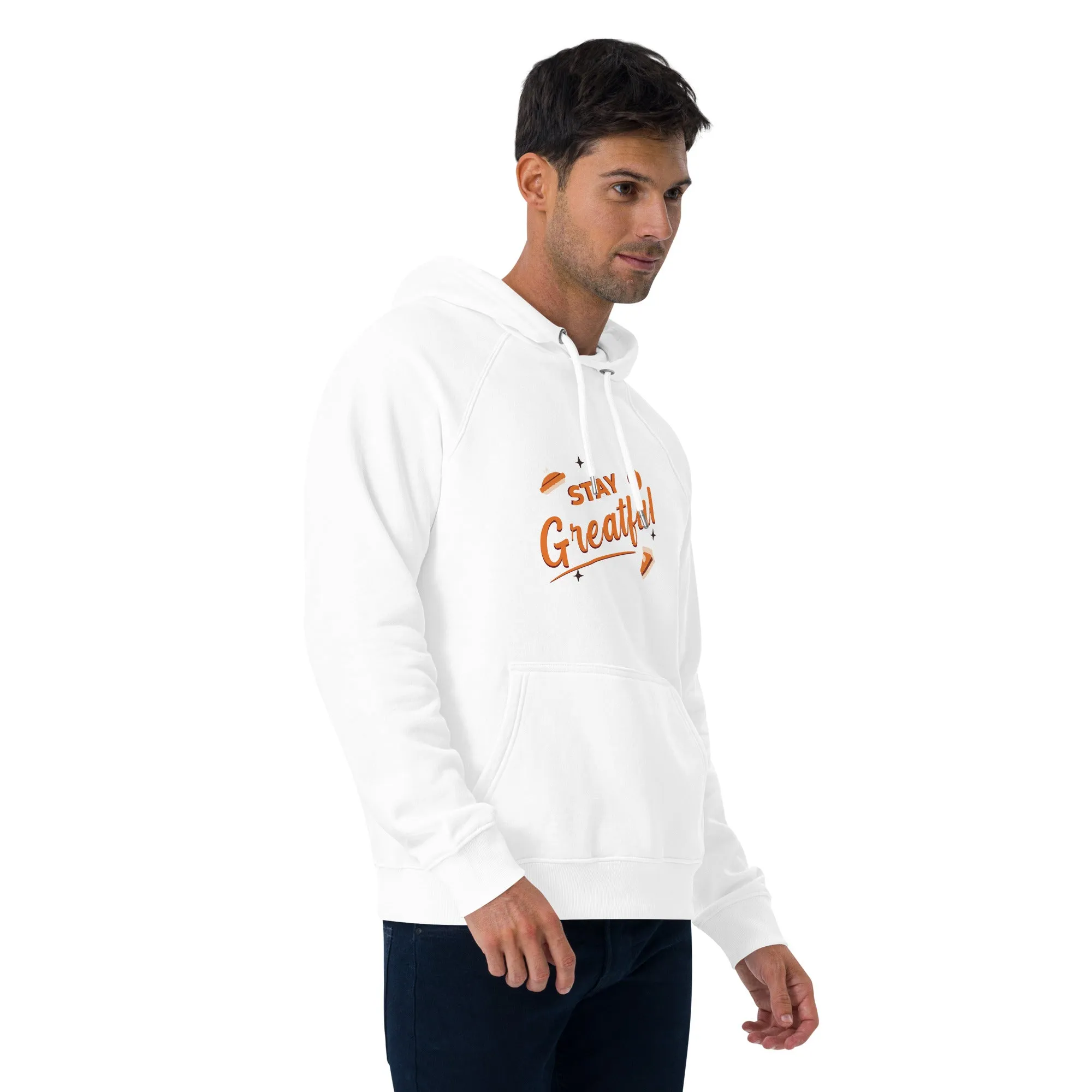 Stay Grateful Graphic Men Eco Raglan Hoodie