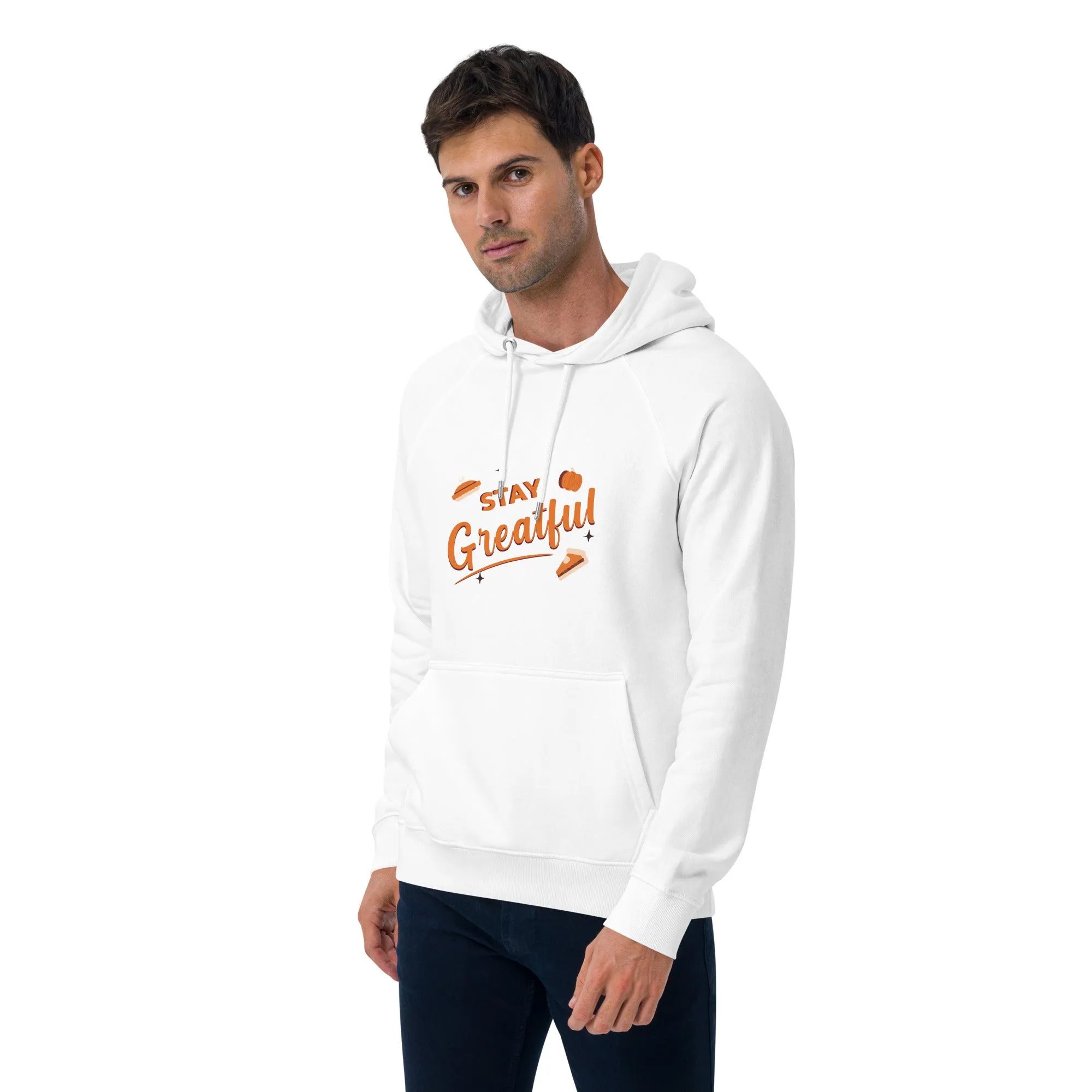 Stay Grateful Graphic Men Eco Raglan Hoodie