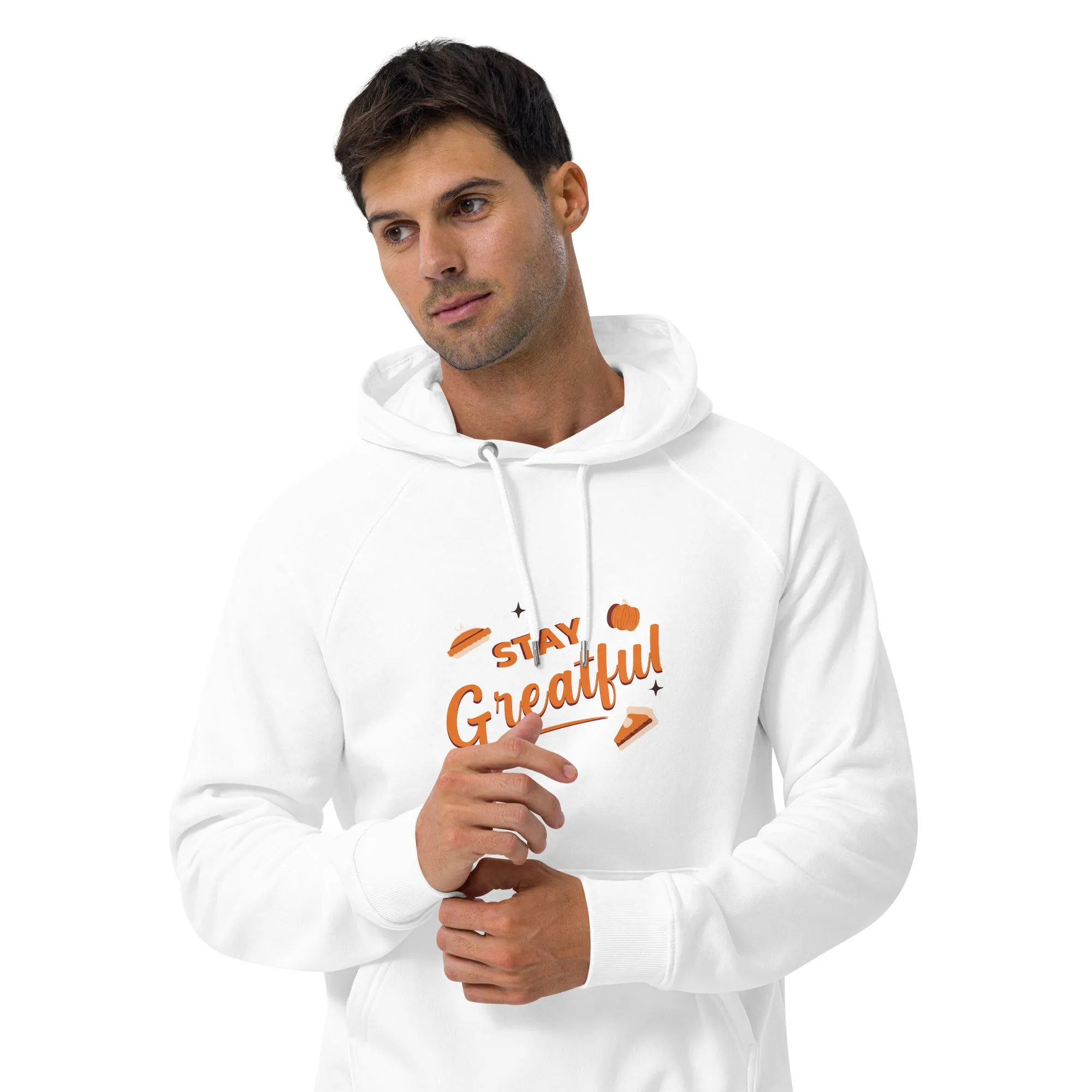 Stay Grateful Graphic Men Eco Raglan Hoodie