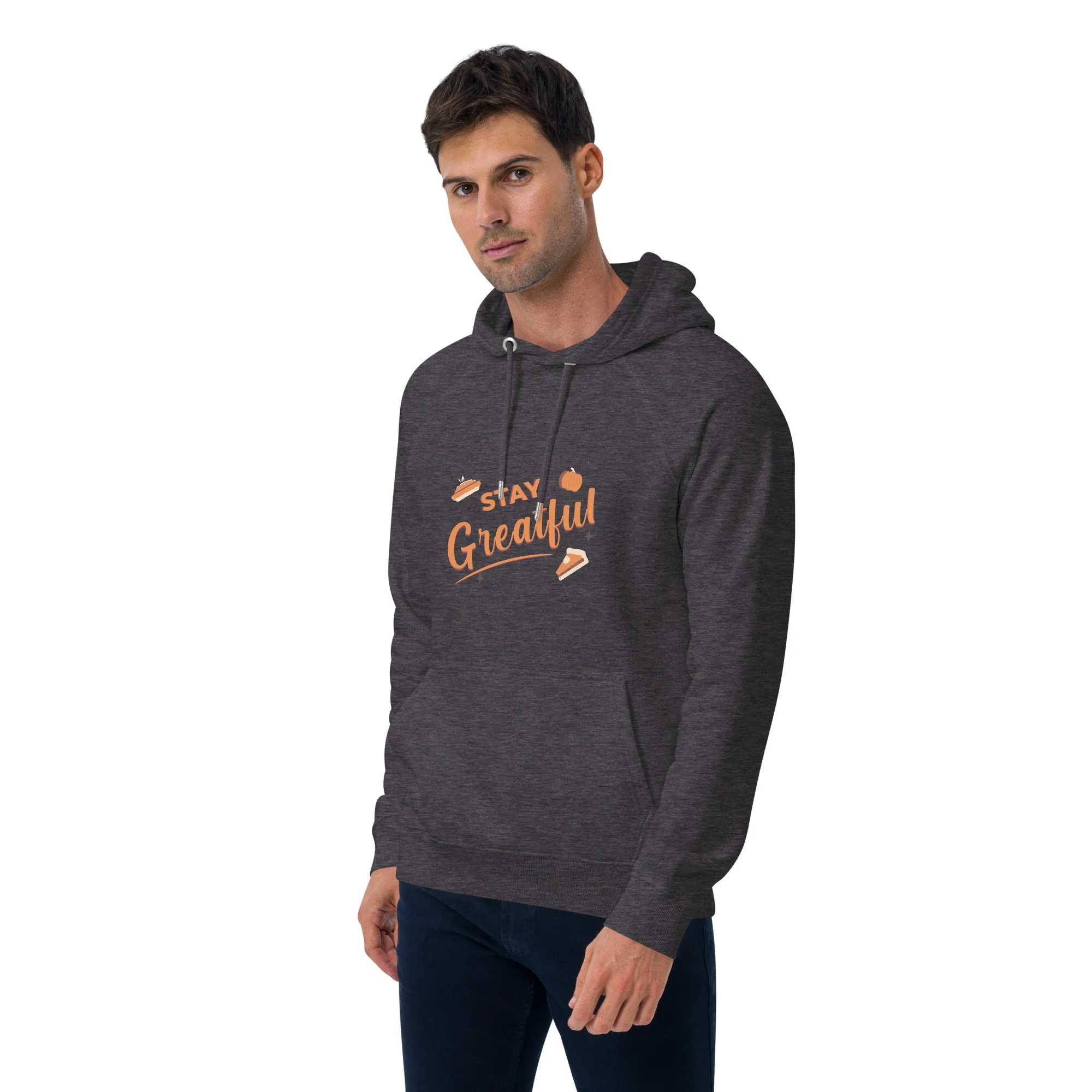 Stay Grateful Graphic Men Eco Raglan Hoodie